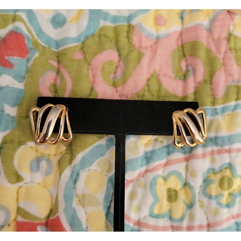 Vintage Monet Gold Tone Pierce Earrings